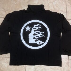 Black Quarter Zip-Up Sweater with White Graphic